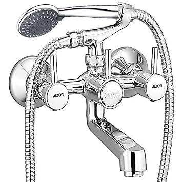 ALTON Grace 3795 Brass 2 in 1 Wall Mixer With Crutch & 3 Flow Hand Shower With 1.5 Meter Flexible Tube (Chrome)