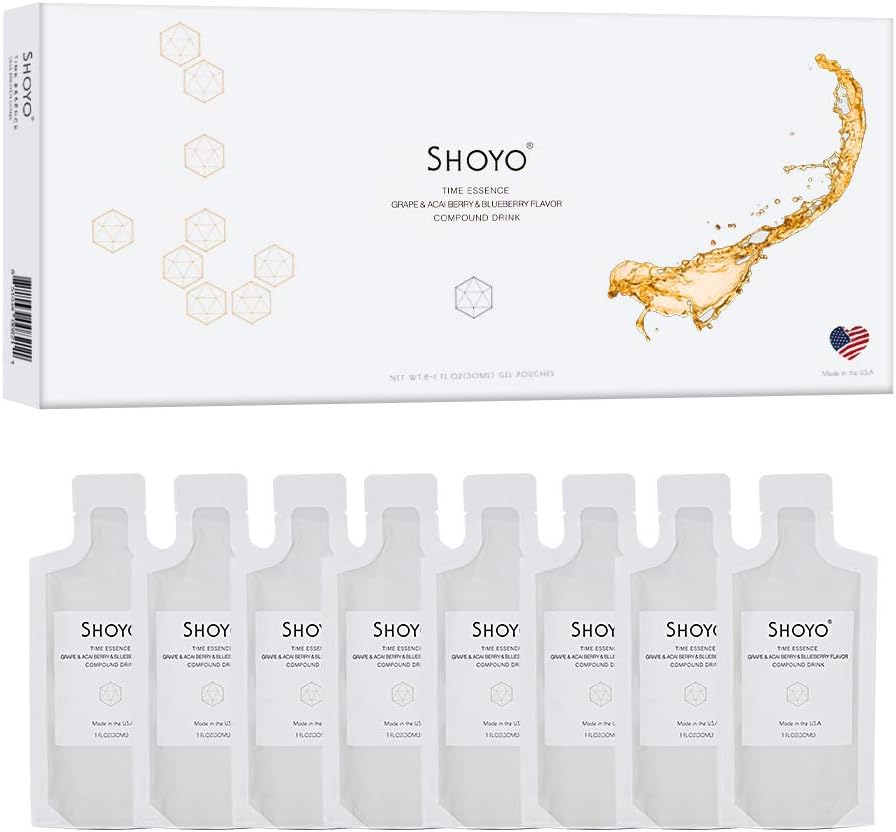 SHOYO Resveratrol Antioxidant Drink - Grape, Acai Berry, Blueberry, Pomegranate & Cranberry Compound Drink - All Natural - Vegan Friendly - Non GMO - Gluten Free - 3rd Party Tested- 8 Pouches