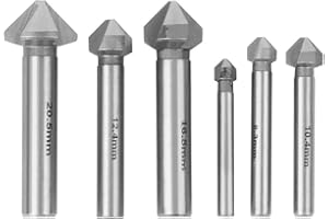 6pcs Chamfer Cutter, HSS Machine Countersink Carbide Chamfer Cutter Round Shank 3 Edged 90 Degree High‑Speed Steel Countersin