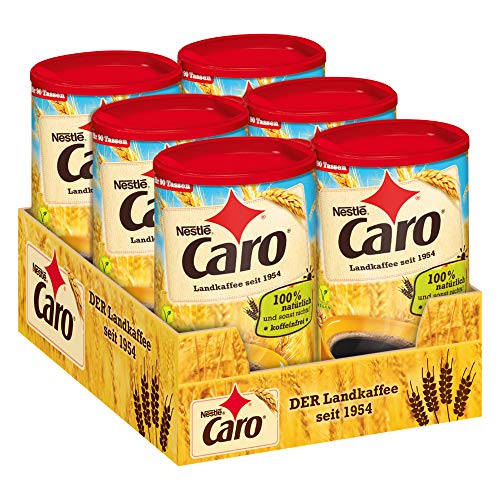 Nestlé CARO Landkaffee, lösliches Pulver aus Gerste, Gerstenmalz, Zichorie und Roggen, koffeinfrei, 6er Pack (6 x 200g)