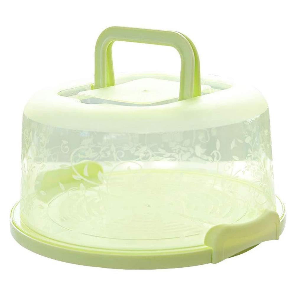 basku Cake Storage Container, Portable Cupcake Box Muffin Container, round cake box for pastry storage, round cake tray with handle baking accessories - 22Ã—26Ã—12.5 cm (light green)