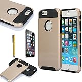 iPhone 6 Case, oneCase™ Hybrid High Impact Shockproof Protective Case Hard Plastic+Soft Silicon Rubber Armor Defender Case Cover for Apple iPhone 6 4.7 inch Screen with Stylus & Screen Protector (Gold/Black)
