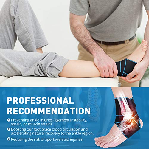 WASPO Ankle Support Brace - Adjustable Ankle Brace Wrap Strap for Sports Protect, Plantar Fasciitis, Achilles tendonitis, Ligament damage, Injury Recovery, One Size for Men Women 1 PC Blue