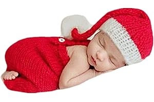 Vemonllas Newborn Photography Props Baby Photo Props Christmas Outfits Newborn Photoshoot Romper & Xmas Santa Claus Red Hat