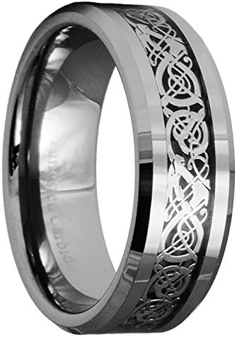 8mm Dragon Tungsten Carbide Celtic Ring Mens Jewelry Wedding Band Silver Size 14