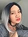 netgo Bob Wig Grey Ombre Wigs Short Straight Synthetic Hair Full Wig for Women