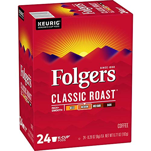Folgers Classic Roast Medium Roast Coffee, 96 Keurig KCup Pods