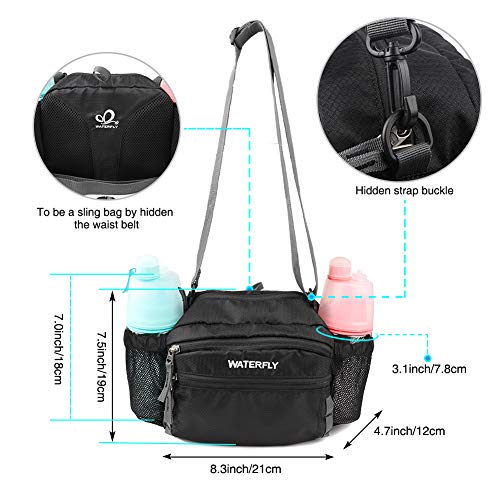 Waterfly Fanny Pack with Water Bottle Holder Unisex Hiking Waist Packs