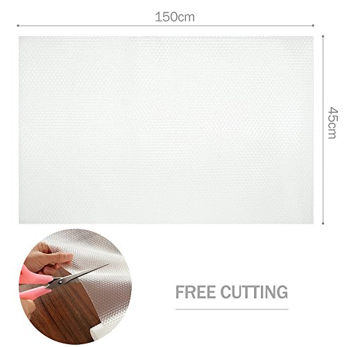 Yachee 3 Rolls EVA Cabinet Liner, Non-Slip Non-Adhesive Shelf Liners Kitchen Cabinets, Waterproof Cupboard Drawer Cushion Mats, DIY Multipurpose Antifouling Pads, 18" x 60" - Transparent