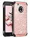 BENTOBEN Phone Case for Motorola Moto E4/G5, Luxury Sleek Bling Glitter Shiny Shockproof 2 in 1 Slim Soft TPU Bumper Hybrid Hard PC Protective Case for Motorola E4/Moto E 2017/MOTO G5, Rose Gold