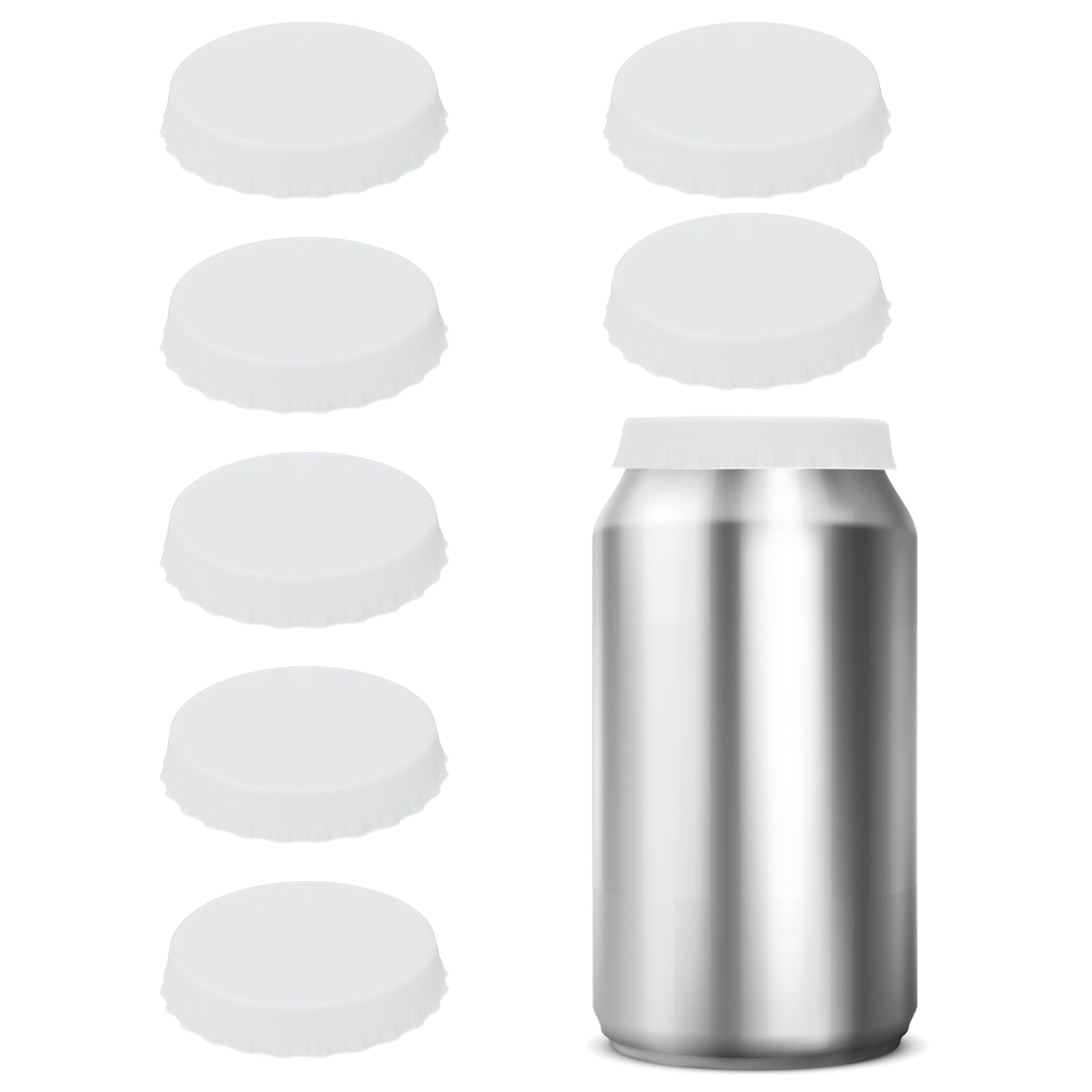 PATIKIL Silicone Soda Can Lids, 8 Pack Reusable Soda Can Cover Stopper Protector for Beer Drink Juice Beverage, Fits Standard Cans, White