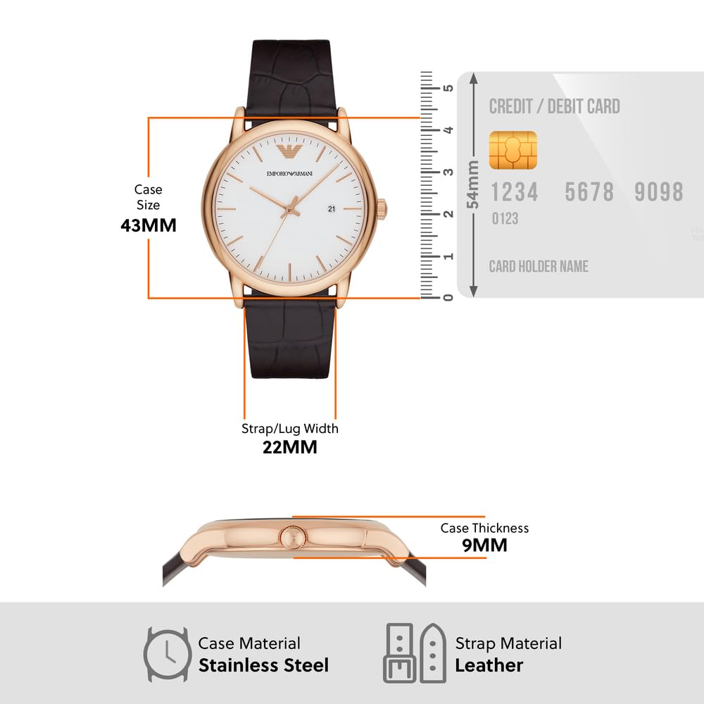 Emporio Armani Automatic Self-Winding Dress Watch with Stainless Steel Or Leather Band