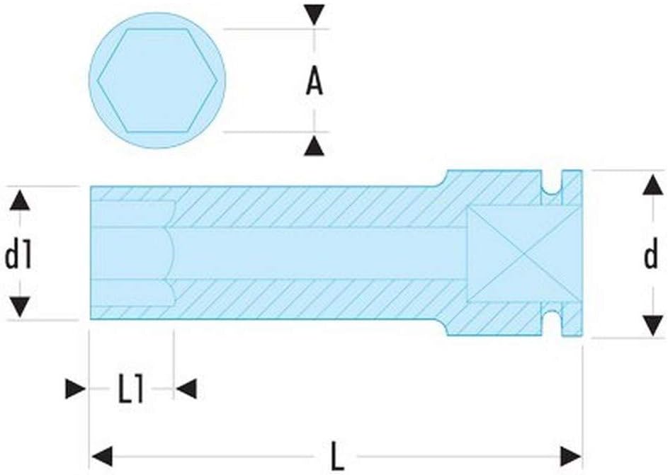 FACOM 1/2 Inch Impact Socket Spanner Hexagonal Long, SW 30 mm Convex Profile, Pack of 1, NSB.30 - Image 3