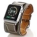 Valkit Bands Compatible with Apple Watch Band 38mm 40mm 42mm 44mm, Genuine Leather Strap Replacement Wristband with Metal Adapter Clasp for Men Women iWatch Series SE 6 5 4 3 2 1, Cuff - Brownness