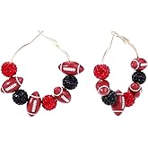 LKingel Football Earrings for Women Game Day Earrings Rugby Rhinestone Hoop Earring Football Earring Mom Sport Lover Jewelry Football GameDay Accessories for Women