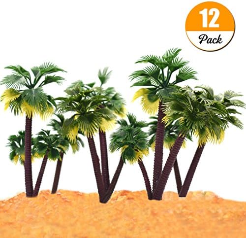 YEDREAM Modle Trees Plastic Artificial Miniature Coconut Palm Tree Layout Rainforest Ornaments Building Train Railways DIY Scenery Landscape 3.3-6.3 inch (12pcs)