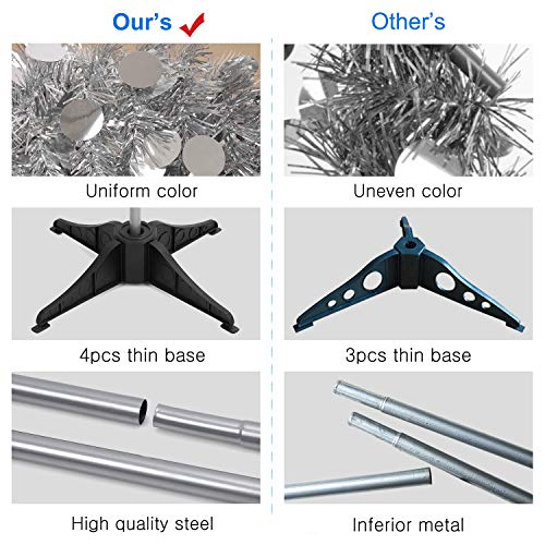 HOHOTIME Sapin Noel Décoration, Tinsel de Noël de Sapin Pliable de 1,5 m, Arbre de Noël Sapin de Noël Décoration Scintillantes Maison Intérieur Extérieur