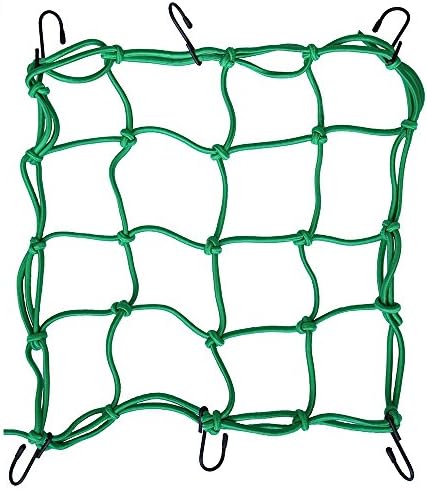UOOU 12" x 12" Elasticated Bungee Luggage Cargo Net featuring 6 Adjustable Hooks &amp; Tight for Motorcycle ATV Green