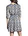 Allegra K Women's Floral Prints 3/4 Sleeves Round Neck A Line Dress L Navy Blue
