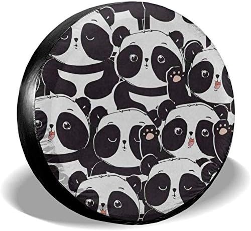 YuYfashions Cartoon Panda Spare Tire Cover UV Sun Wheel Covers Fit for,Trailer, RV, SUV and Many Vehicle 17 Inch