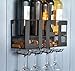 Kenley Wall Mounted Wine Rack - Rustic Metal Hanging Wine Bottle Shelf with Holder for 4 Glasses and Cork Storage - Home Bar and Kitchen Decor Accessories