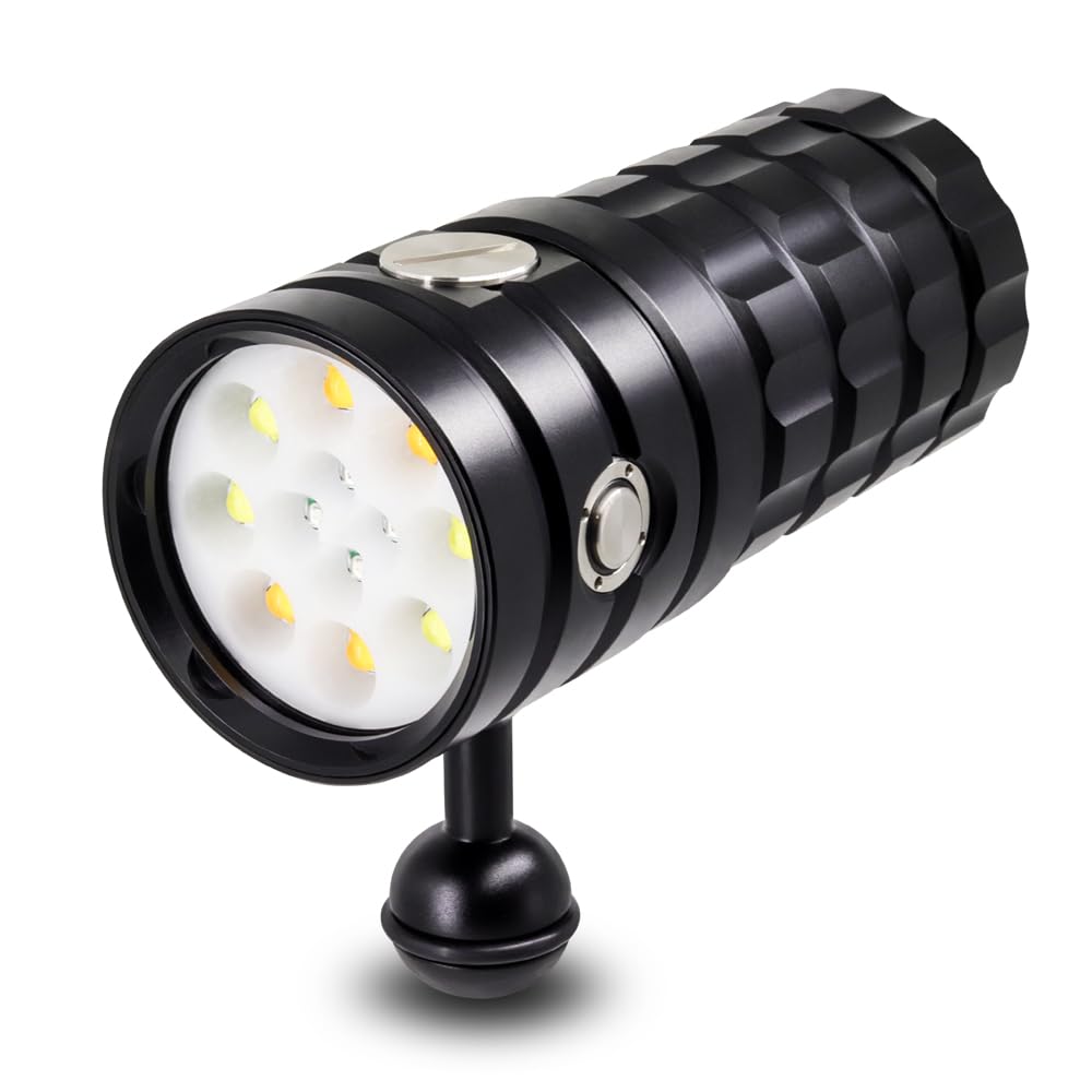 Photo 1 of 13000 Lumens Dive Light Scuba Diving Flashlight - 100m Waterproof Underwater Video Light, Diving Flashlight with Type-C Charging & 3 Modes for Professional Underwater Photography, Deep Sea Exploration