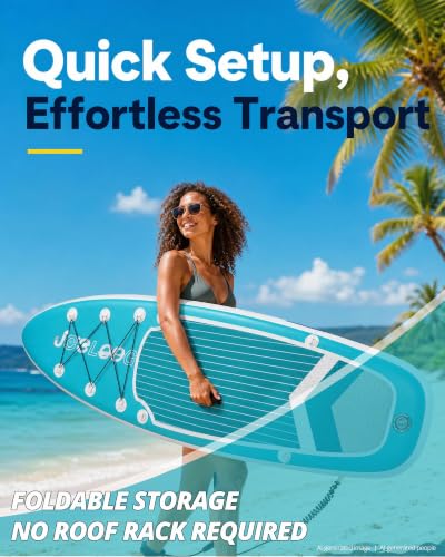 JOOLOOG Inflatable Stand Up Paddle Board with Seat for Adults,32" Wide SUP | 10'6" Inflatable SUP with seat & 4-piece paddle, cooler bag, camera mount, pump, backpack. Perfect for fishing & cruising