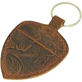 JJNUSA Leather Guitar Pick Holder Heart Keychain with Belt for Guitar picks Keychains holder key chain