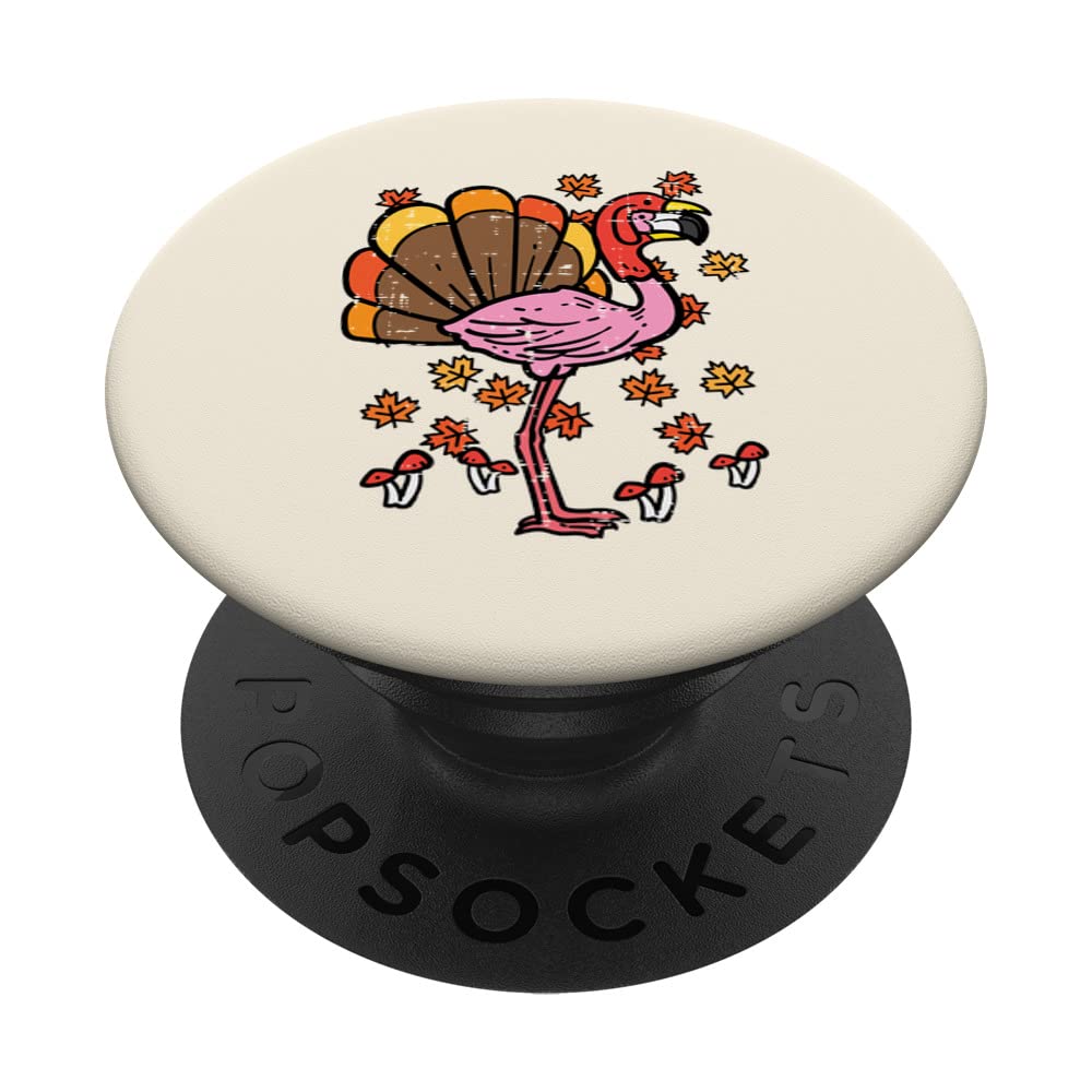 Thanksgiving Flamingo Turkey Funny Fall Men Women Girls Kids PopSockets Swappable PopGrip