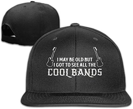 WilliamKL May Be Old But I Got To See All The Cool Bands Flat Bill Snapback Adjustable Tennis Caps Black