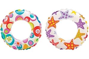 Intex - Recreation Lively Print Swim Ring, Summer Fun (Pack of 2 Assorted)