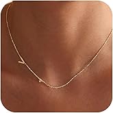 KICKGY Heart Necklace for Women,Dainty 14k Gold Plated Custom Letter Necklace Cute Sideways Initial Choker Necklaces for Women Trendy Personalized Name Necklaces Aesthetic Gold Jewelry Gifts
