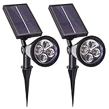 Solar Spot Lights Outdoor Dusk to Dawn Bright Spotlights White LED Spotlight Waterproof Spot Light Sogrand Adjustable On Wall or Ground for Flag Fence Deck Patio Yard Driveway Garden Landscape 2Pack