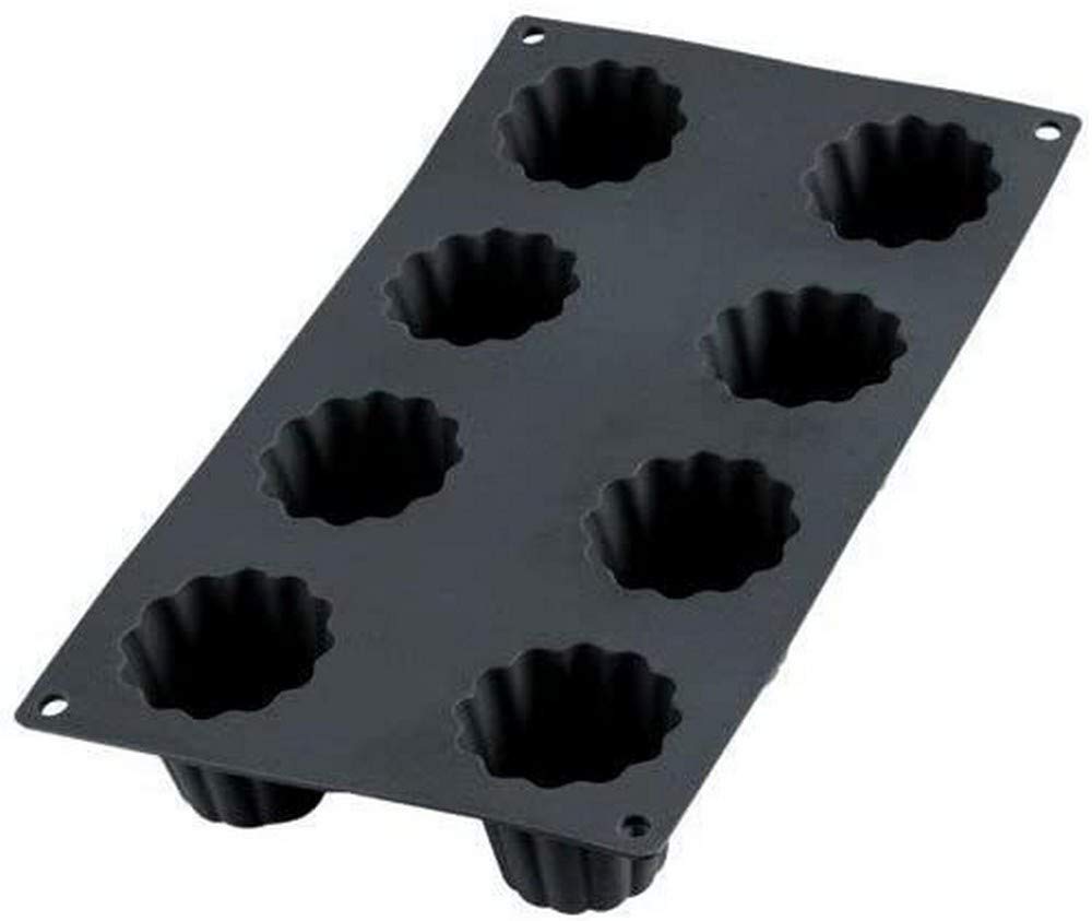 Lékué 8 Cavity Gourmet Cannele Bordelais Mould, Black, 0621108N01M022