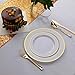 NERVURE 175 Piece Gold Plastic Plate & Cutlery Set Service for 25 Disposable Place Setting Include: 25 Dinner Plates,25 Dessert plates, 25 Forks,25 Knives, 25 Spoons, 25 Mini Forks,25 Mini Spoons.