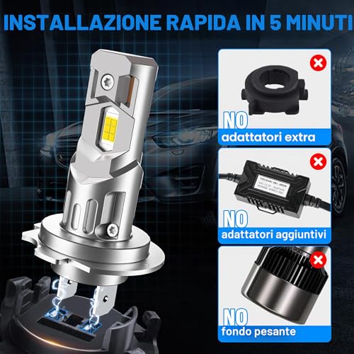 OVVOFPP H7 LED Bulb 30000LM 220W 6000K White Light New Generation 2025 Replication 1:1 Halogen Headlights Double Hole Cooling Plug and Play Adaptable for Car Motorcycle 2