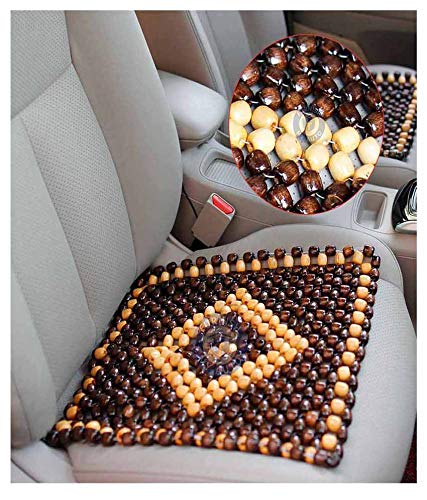 OnWheel car Bead seat Wooden Cushion Cover pad for Acupressure Sitting in Brown Color (1 pc)