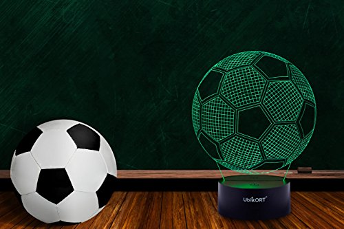 3D Soccer Lamp, Soccer Gifts for Boys and Girls, Soccer Goal LED Night Light Perfect Birthday Gift, Sports Lamp Decor, Helps Kids Sleep Better with a Glow Light, 8 Modes Color (6.5FT USB Cord)