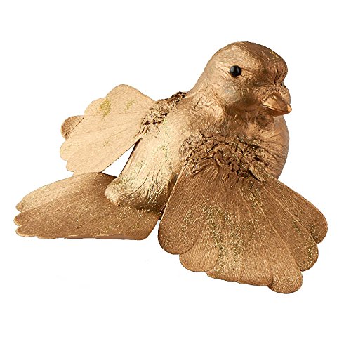 Gold Painted Wood Chickadee Bird | 1 Bird | for Indoor Decor