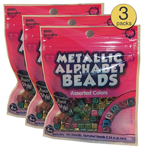 Shiny alphabet beads metallic - wholesale bulk set of 3…