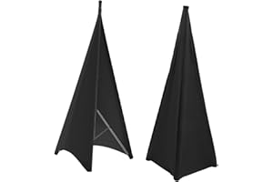 MUELODSIC 2Pcs Adjustable Two-Sided Polyester Speaker Stand Cover for Stage Use Reusable Black Fabric Sleeve