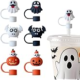 6pcs Halloween Straw Cover Cute Bat Silicone Straw Toppers 10mm Pumpkin Ghost Drinking Straws Tip Lid 30&40 Oz Straws Cup Accessories For Halloween Party Decoration
