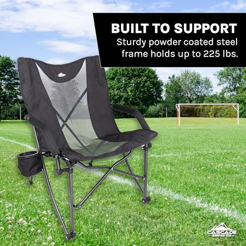 Cascade Mountain Tech Folding Camp Chair for Camping, Beach, Picnic, Barbqeues, Sporting Events with Carry Bag