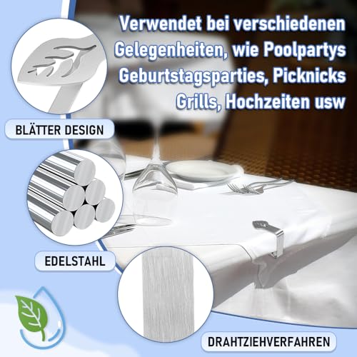 Pack of 8 Tablecloth Clips, Stainless Steel, Table Cloth Holder Sheet, Table Cover Clamps, Outdoor Clips, Tablecloth Clips, Non-Slip, Windproof, for Beer Garden, Picnic, Camping (for Plate Thickness of 1-3 cm)