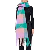 OUNIYA Large Chunky Plaid Scarf Winter Women Oversized Blanket Scarves Colorful Big Cashmere Thick Warm Shawl