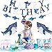 Shark Birthday Party Decorations, Shark Happy Birthday Banner Shark Balloons Large Shark Foil Balloon for Kids 1st 2nd 3rd 4th 5th 6th 10th Under the Sea Ocean Shark Theme Birthday Party Supplies