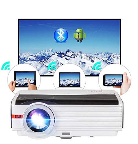 WiFi Projector Wireless Bluetooth HDMI 5000 Lumens HD 1080P Home Theater Wireless Airplay Screen Mirror, 2019 Android 6.0 LED LCD Multimedia Smart TV Video Projectors Outdoor Movie Gaming Proyector