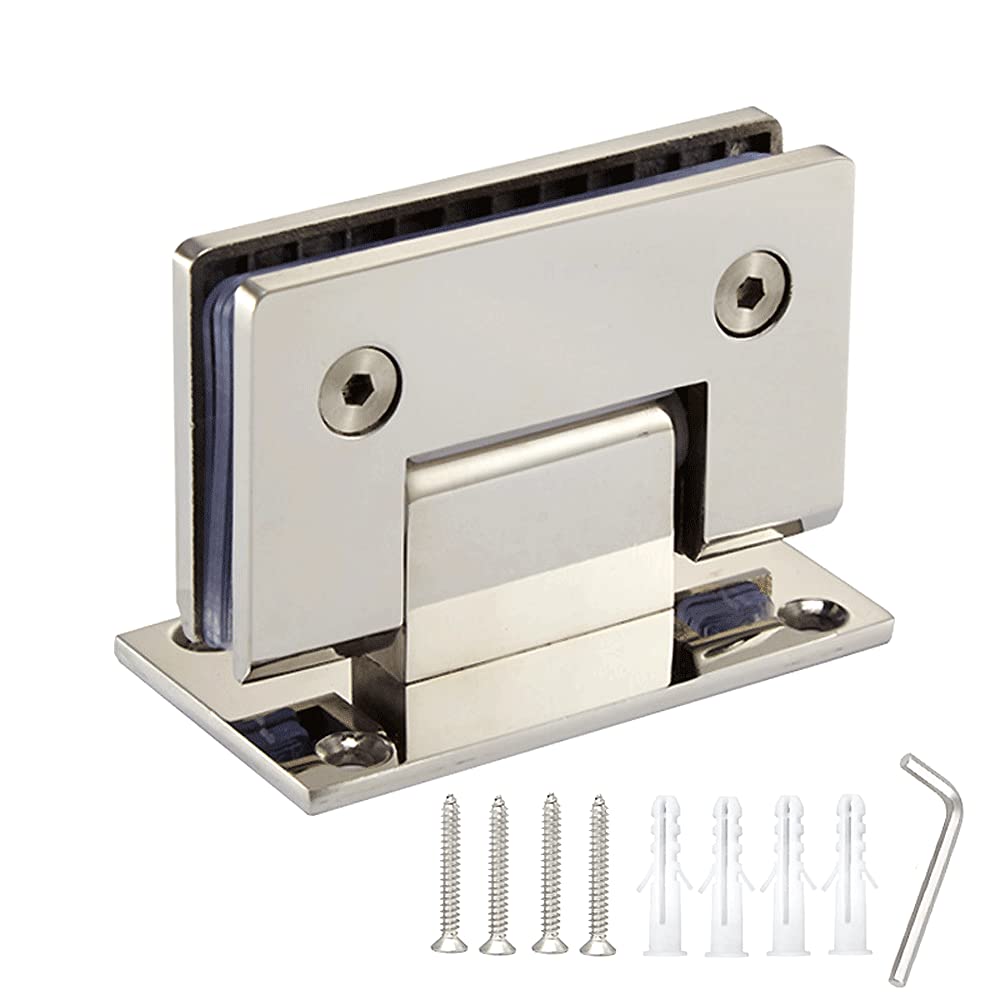 Heavy-Duty 90° Stainless Steel Bathroom Clip, Frameless Glass Door Hinge Shower Accessories, Fixed Glass Cabinet Display Cabinet (Mirror Shiny Silver)