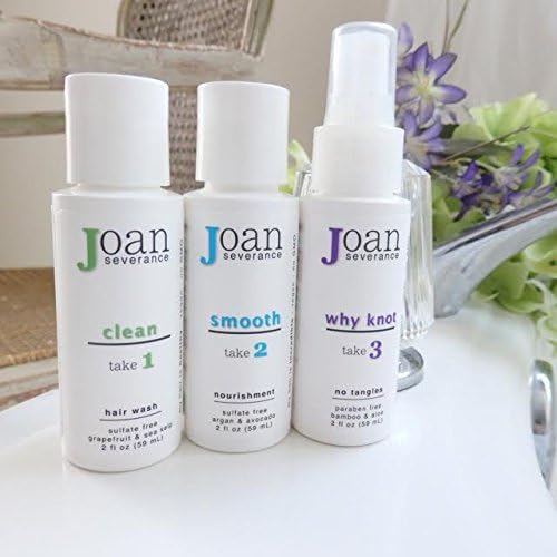 Joan Severance Hair Care Bundle Set Organic 2 oz Shampoo, 2 oz Conditioner and 2 oz Why Not DeTangler (Travel Trio)