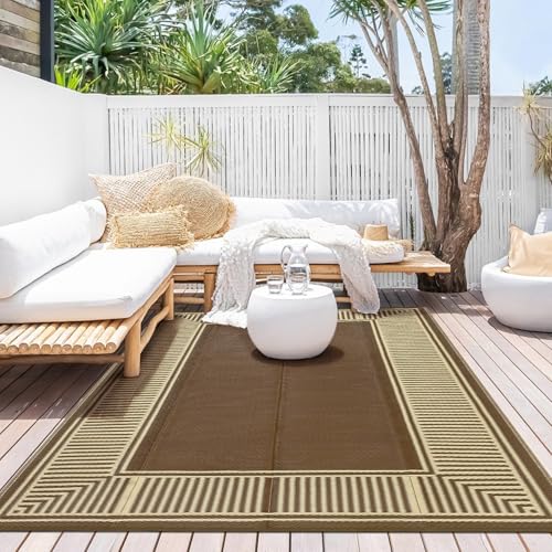 GarveeHome Outdoor Rug 10x14 Large Rug Plastic Straw Rug Waterproof Outdoor Pat…